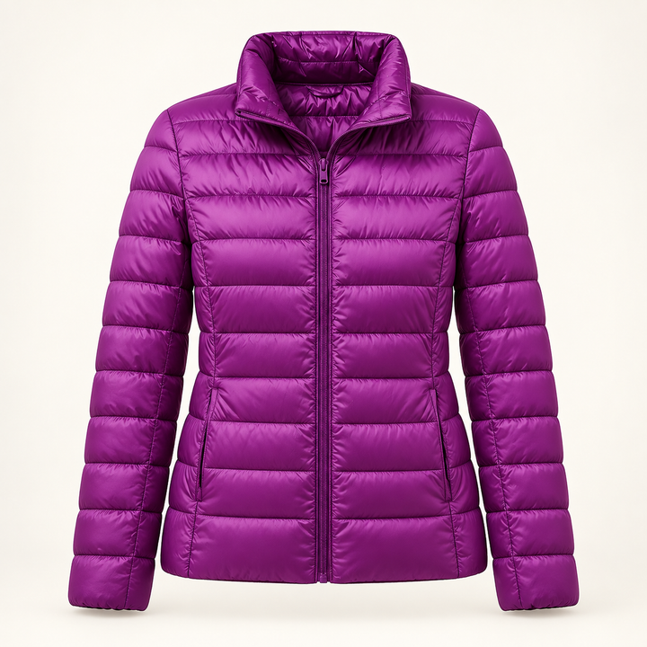 Ulla transitional padded jacket in Purple, isolated front view