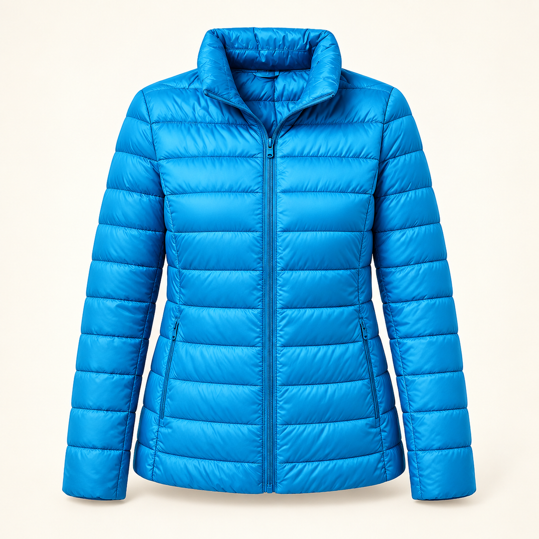 Ulla transitional padded jacket in Sky Blue, isolated front view