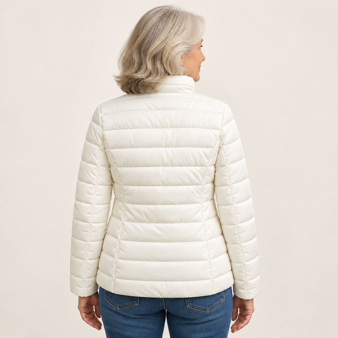 Ulla transitional padded jacket in White, back view