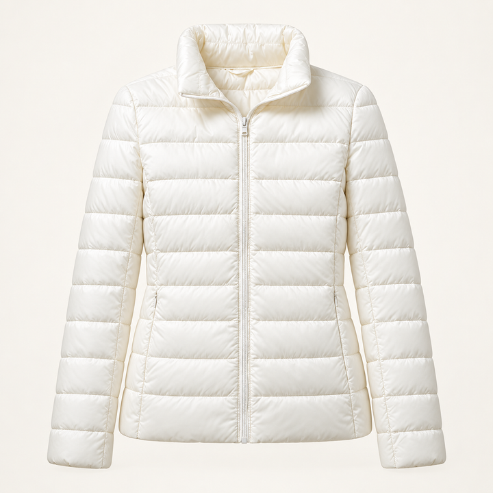 Ulla transitional padded jacket in White, isolated front view