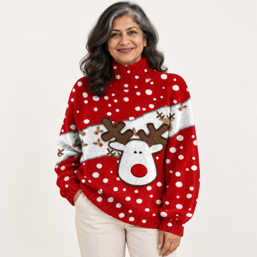 Vera artistic knit jumper on a mature model