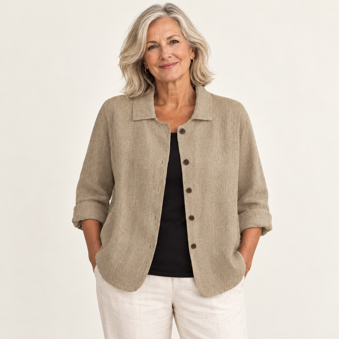 Verity Neutral Blouse front view