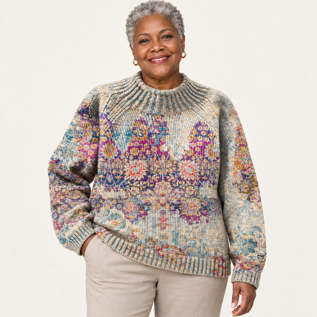 Victoria artistic knit jumper on a mature model