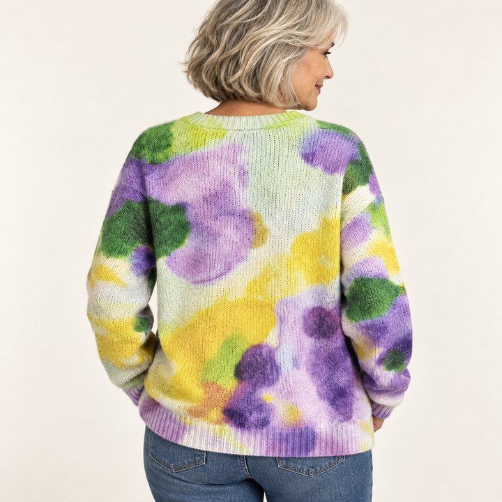 Violetta Purple Floral Sweater back view