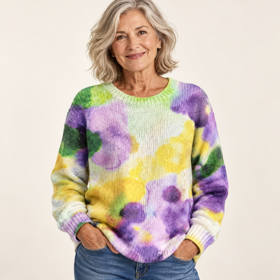 Violetta Purple Floral Sweater front view