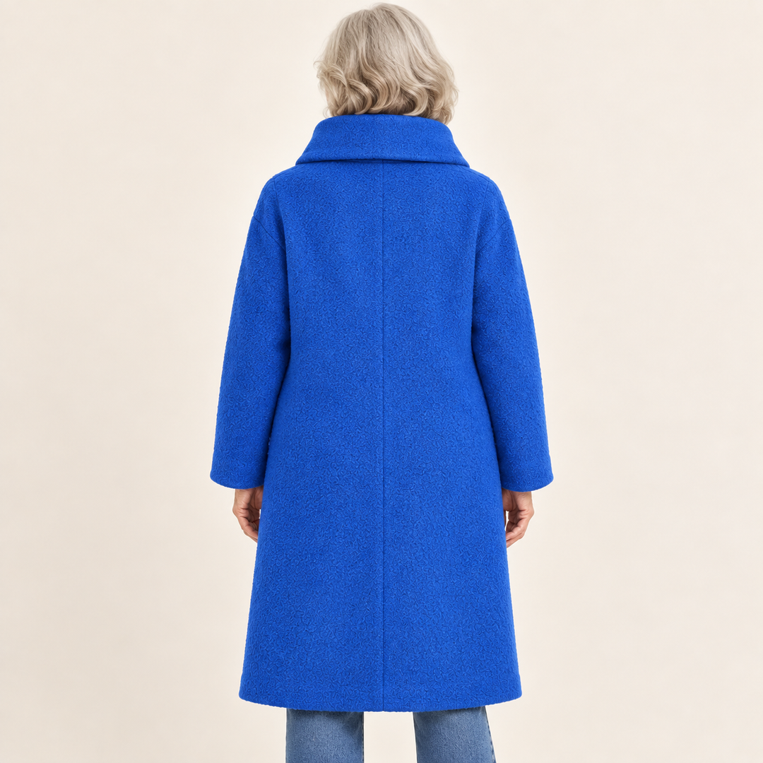 Women's Wool Blend Jacket – High Collar — senior model — back