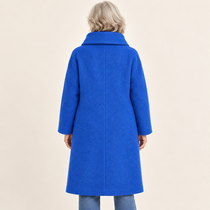 Women's Wool Blend Jacket – High Collar — senior model — back