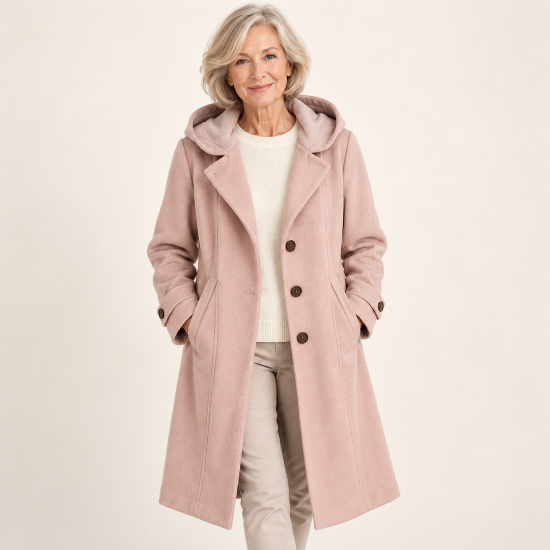 Women's Hooded Winter Coat – Warm & Comfortable — senior model — front