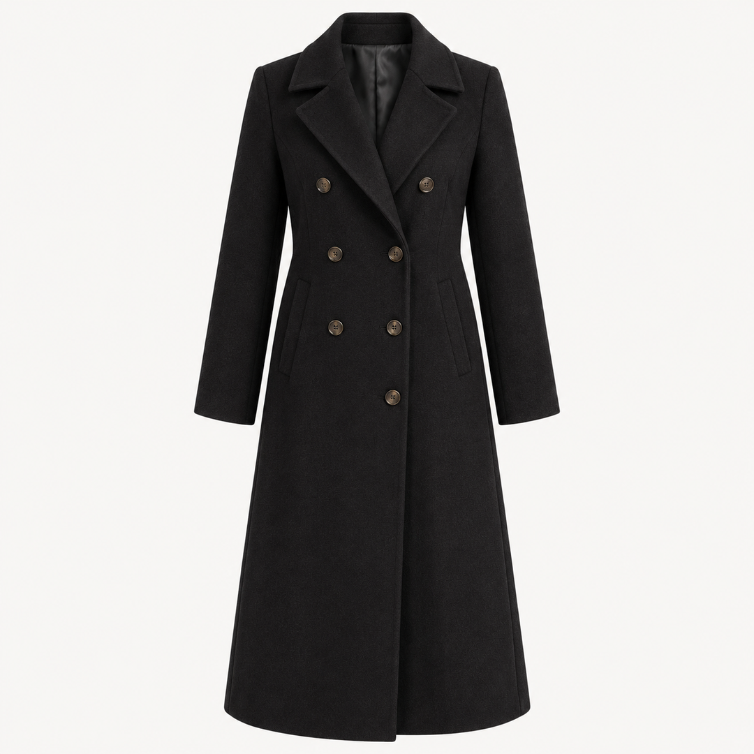Women's Structured Double-Breasted Coat — black — product front