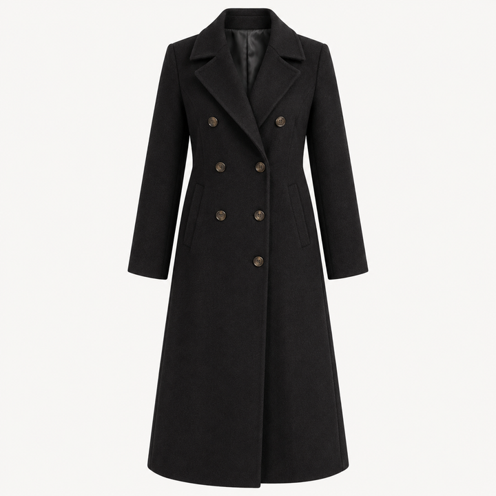 Women's Structured Double-Breasted Coat — black — product front