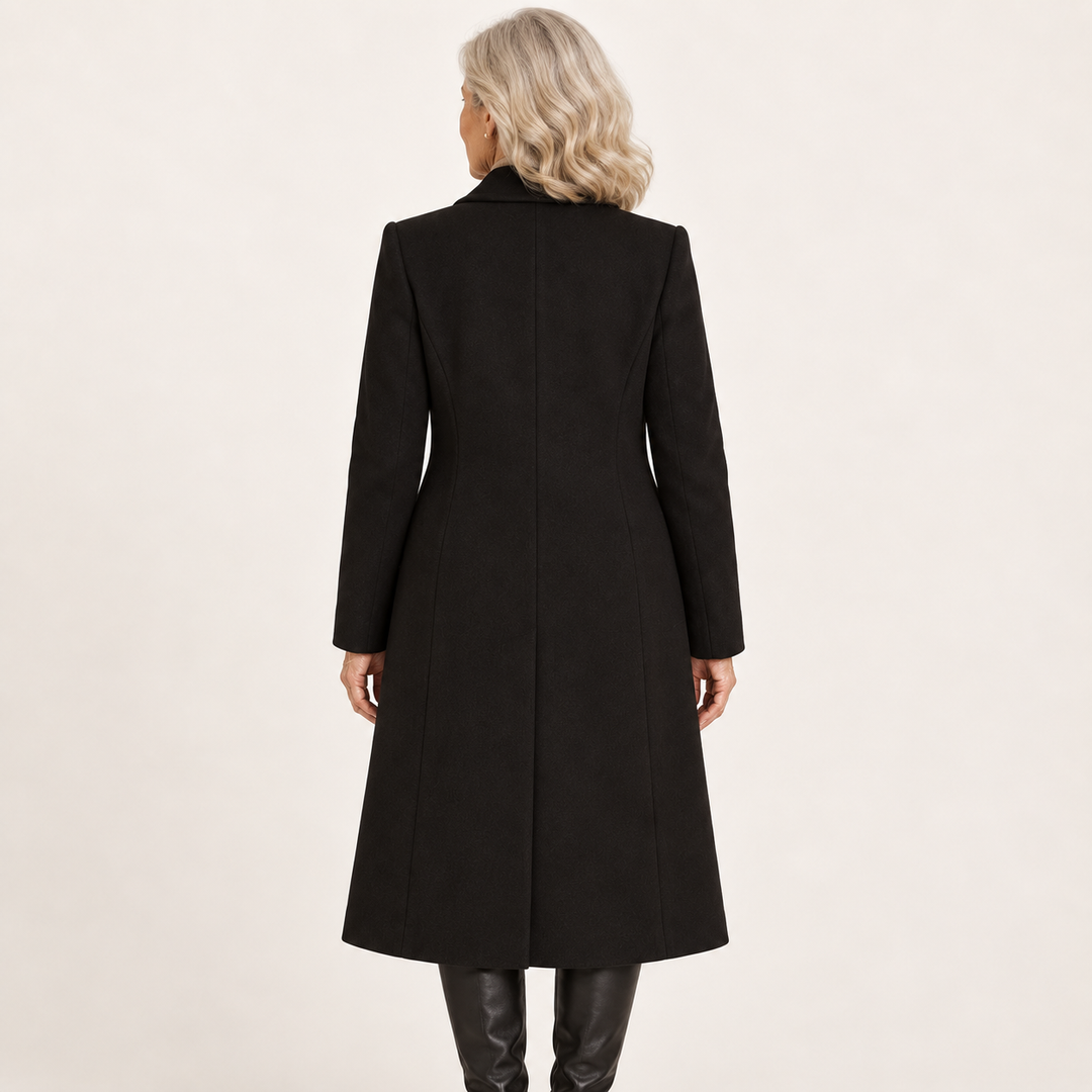 Women's Structured Double-Breasted Coat — senior model — back