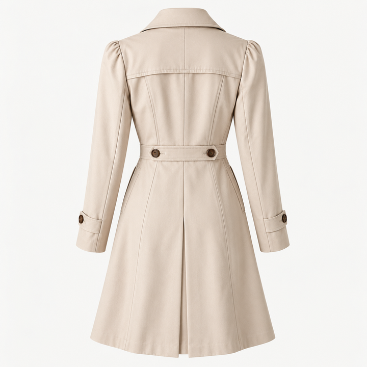 Women's Vintage-Style Fitted Trench Coat — beige — back