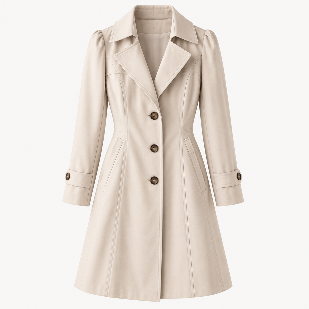 Women's Vintage-Style Fitted Trench Coat — beige — product front
