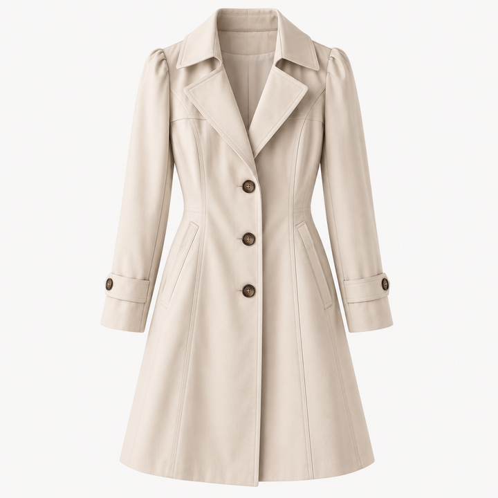 Women's Vintage-Style Fitted Trench Coat — beige — product front